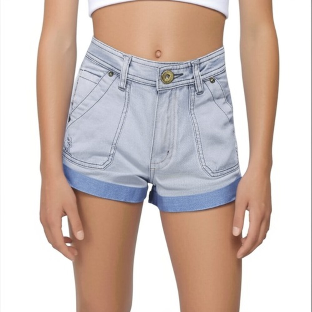 O'Neill Juniors 3 Denim Shorts Light Wash Low Rise Cuffed Distressed Beach Surf